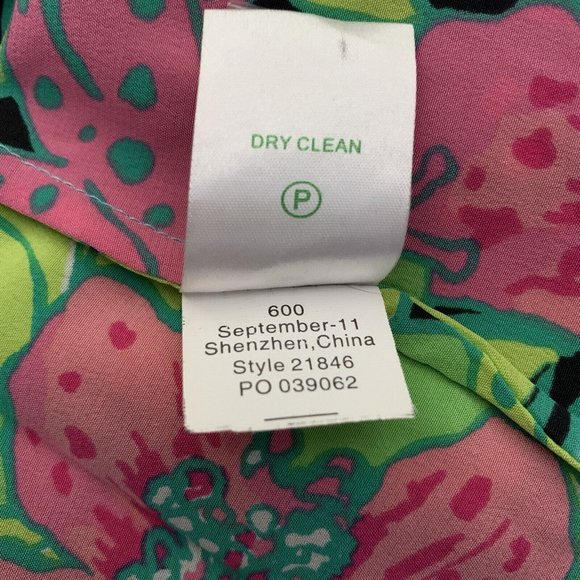 Lilly Pulitzer Skip On It Elza Top Blouse Size Medium 100% Silk Frogs Floral - Picture 7 of 7